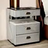 Mesa de Cabeceira Inteligente Segura com Design Moderno Minimalista Integrado, Carregamento Sem Fio, Trava de Impressão Digital e Bluetooth