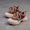 Shanghai Jiejie 2024 Otoño Nueva Moda Deportiva Combinable Malla con Cordones Zapatos de Suela Gruesa Cómodos Zapatos de Mujer de Cabeza Redonda