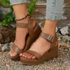 Sandalias Romanas Versátiles de Punta Abierta con Suela Gruesa, Estilo Vintage, Modernas, Talla Grande, Sandalias de Cuña, Nuevo Modelo de Verano 2026