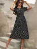 Vestido Verano Europeo y Americano Comercio Exterior Transfronterizo Nuevo Estilo para Mujer Amazon Aliexpress Estampado Floral Vestido de Manga Abullonada