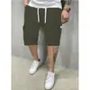 Novedad de Verano Pantalones Cortos Casuales de Múltiples Bolsillos para Hombre Color Sólido Pantalones de Hombre para Hombre