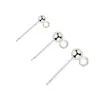 Aretes de Plata Esterlina 925 con Anillos Colgantes, Aretes de Cabeza Grande, Aretes, Pines de Cabeza Redonda con Aretes de Anillo, Pines de Bola, Accesorios de Joyería DIY