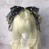 Diadema de encaje azul aqua Y2K hecha a mano FANQ para subcultura con colgante de ceja diadema de hada dulce lolita KC