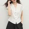 Camisa para Mujer 2026 Nuevo Estilo de Verano con Diseño de Cintura Elástica, Suave y Elegante, Corte Ajustado, Favorecedora, Disimuladora, con Mangas Volantes