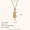 Brincos de Design de Nicho Transfronteiriços Europeus e Americanos Personalidade Criativa Aço Inoxidável Banhado a Ouro 18K Colar em Forma Humana Estrela e Lua