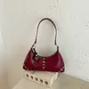 Bolsa Tote Feminina Popular Estilo Coreano para o Dia a Dia com Rebites Nova Textura Leve Luxo 2026 Vintage Chique de Ombro