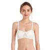 Sostén de encaje fino de crochet con tirantes de hombro sin aro de acero, realce para busto pequeño, hebilla de doble fila, color sólido, ropa interior sexy multicolor