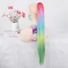 Peluca de Comercio Exterior, Gradiente Colorido de 5 Colores Cola de Caballo Larga Recta con Pinza de Garra, Fibra Sintética Teñida Accesorios para Cola de Caballo Alta, Venta al por Mayor de Fábrica