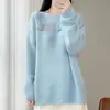 Nuevo Suéter de Punto de Lana Pura Off-Shoulder Otoño/Invierno 2026 Manga Larga para Mujer con Calados Bordados