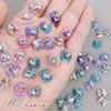 Joyería Popular al Por Mayor para Arte de Uñas, Moño Aurora Transparente como Hielo, Moños Coloridos Corazón de Durazno, Accesorios de Decoración de Uñas Diamante Corazón
