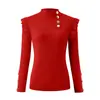 Amazon ebay Estación Independiente Otoño e Invierno Manga Larga Botón Axila Volante Camisa Base Top