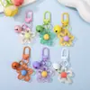 Pingente chaveiro de flor de resina transparente colorida DIY feito à mão decoração de bolsa com miçangas pequeno presente atacado