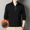 Suéter Masculino de Lã Fleece para Inverno com Gola Alta, Camisa de Segunda Pele para Homens de Meia-Idade, Blusa Quente para o Pai, Roupa Masculina