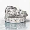 Cinto Floral com Strass Estilo Milennial Transfronteiriço, Acessórios de Cinto Moda Rock Hot Girl, Atacado de Cinto de Couro com Fivela de Pino de Alta Qualidade