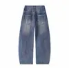 Yidao Vintage Outono 2026 Novos Jeans Americanos Lavados Desgastados Patchwork Retro Masculino Calças de Perna Larga Saber