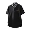 Camiseta de Manga Corta Estilo Retro Universitario Americano para Hombre, Camisa Polo de Verano Falsa de Dos Piezas con Parches a Cuadros para Parejas, de Manga Media