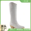 Botas strass western bloco Jeans moda feminina bico 2023 joelho clássico salto grosso e salto de menina salto alto
