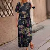 Conjunto Casual Elegante de Manga Corta de Color Sólido de Corte Holgado Tallas Grandes para Mujer, Venta al por Mayor para Comercio Exterior