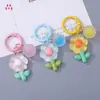Llavero de Flor Transparente de Colores Adornos Pequeños DIY Accesorios Lindos Llavero de Cuentas de Moda Colgante Venta al por Mayor