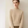 Suéter de punto de cuello alto medio 100% cachemira pura para otoño e invierno para mujer, jersey de punto, capa base, cachemira de color liso, disponible para venta al por mayor a partir de una pieza.
