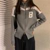 Suéter feminino 2023 Inverno design sentido nicho novo estilo pequeno estilo pequeno estilo duplo zíper duplo gola rolê cor de contraste casaco de malha