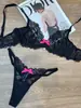 Roupa íntima erótica sexy europeia e americana Renda bordada transparente ultrafina francesa para seios grandes parecerem menores sutiã anti-queda