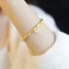 Pulsera de Oro Arena Vietnamita Chapada en Oro Estilo Fa Antiguo Hoja de Bambú Marea Nacional Little Red Book Tono Vibrante Misma Pulsera de Herencia de Bambú