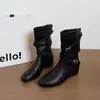 Persona baja que aumenta altura estilo coreano hebilla retro botines cortos mujer 2026 Otoño Invierno nuevos botines ajustados de temperamento botines de moda