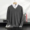 Suéter de Lana Manga Larga Jersey Casual de Negocios Montaña Suéter Holgado Suéter de Cachemira Cuello de Hombre Ropa Interior de Punto Nueva Otoño e Invierno
