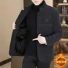 Abrigo Corto de Lana Casual con Cuello Alto para Hombre, Chaqueta Popular de Lana para Personas de Mediana Edad