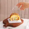Caja de Empaque para Rollo de Pastel, Caja de Pastelería con Corte Semicircular, Caja de Empaque para Postre Rollo Suizo Piel de Tigre Menglong con Tenedor