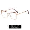 96020 Gafas de moda europea y americana de montura grande para mujer, color caramelo, montura de metal, filtro de luz azul, montura de gafas lisas, se pueden combinar con lentes