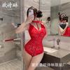 Nuevos Lencería Sexy Europea y Americana de Exportación Oshilin Lencería Sexy de Encaje Babydoll Transparente Mono de Encaje para Mujer