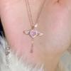 Collar de corazón de Cupido amor corazón circonia para mujer 2023 nuevo diseño nicho alas temblorosas cadena clavícula