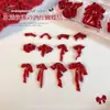 Decoraciones de Moño Esculpidas Suaves para Uñas Paquete Mixto de 12 Rejillas Rojo Vino Transparente Mariposa Moño DIY Decoración de Uñas para Año Nuevo