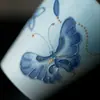 Inno Kishimatsu Cerámica de Arita Taza Maestra Recta Mariposa y Flor en Tonos Pastel Pintada a Mano para Uso Doméstico Cerámica Taza de Té Hecha a Mano Taza Individual