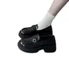 Zapatos de cuero para mujer estilo universitario con suela gruesa de 4 cm de altura, colección otoño 2026, puntera redonda, versátiles, ligeros, mocasines JK