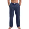 Ropa para hombre transfronteriza TK estilo americano lino lavado a la arena arrugado pantalones casuales Amazon talla de EE. UU. vacaciones de verano playa pantalones rectos