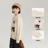 Suéter Infantil Pudding Haru 2025 Invierno Nuevo Estilo Suéter Bordado de Oso de Dibujos Animados para Niños Suéter Suave y Cómodo