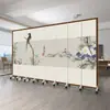 Nueva Pantalla Divisoria Estilo Chino para Sala de Estar, Dormitorio, Sala de Té, Oficina, Biombo Plegable Móvil con Paisaje, Flores, Pájaros y Diseño Zen