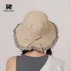 2026 Novo Chapéu de Pescador Doce com Aba Franzida da Moda Coreana e Japonesa para Mulheres, Formato Tridimensional do Chapéu, Chapéu Bucket Que Faz o Rosto Parecer Menor