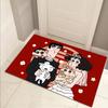 Felpudo pequeño con diseño de crayón de dibujos animados para el hogar, para dormitorio, baño, absorbente y antideslizante