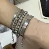 Conjunto de Pulseiras Personalizado Estilo Europeu e Americano Pulseira Multicamadas Temperamento Cravação de Strass Misturar e Combinar Corrente de Liga Pulseira Feminina da Moda