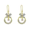 2025 Moda Nuevos Pendientes de Mariposa Haoshi Pendientes de Gancho para Oreja con Círculo Dorado Diseño de Mujer Exquisitos Accesorios de Diamante