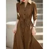 Vestido de algodão artístico estilo japonês, novo verão 2026 elegante feminino de manga média comprimento médio gola V vestido camisa
