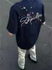 Camiseta Masculina Verão Manga Curta Bordada com Flor de Ameixa Americana Loose Trabalho Pesado Algodão Puro Jovem Casal Top