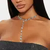 Colar de Franja Totalmente Cravejado com Pedras Preciosas para Lançamento de Novo Produto Transfronteiriço Corrente para Clavícula com Strass de Alta Qualidade Europeu e Americano para Festas de Banquete