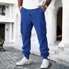 Calça Cargo Casual Masculina de Lã Estilo Americano Outono/Inverno Transfronteiriça, Calça Longa Casual Esportiva Masculina com Cordão e Múltiplos Bolsos, 7 Cores