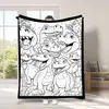 Manta Creativa para Colorear DIY Graffiti Dibujo a Lápiz Blanco y Negro Manta Pintada a Mano Ocio en Casa Manta Multifuncional para Siesta Venta al por Mayor