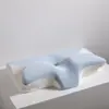 Almofada de pescoço em espuma de memória em formato de borboleta transfronteiriça, travesseiro em formato de chifre com retorno lento, portátil e enrolável, adequado para uso em hotel e em casa, travesseiro de suporte para o pescoço